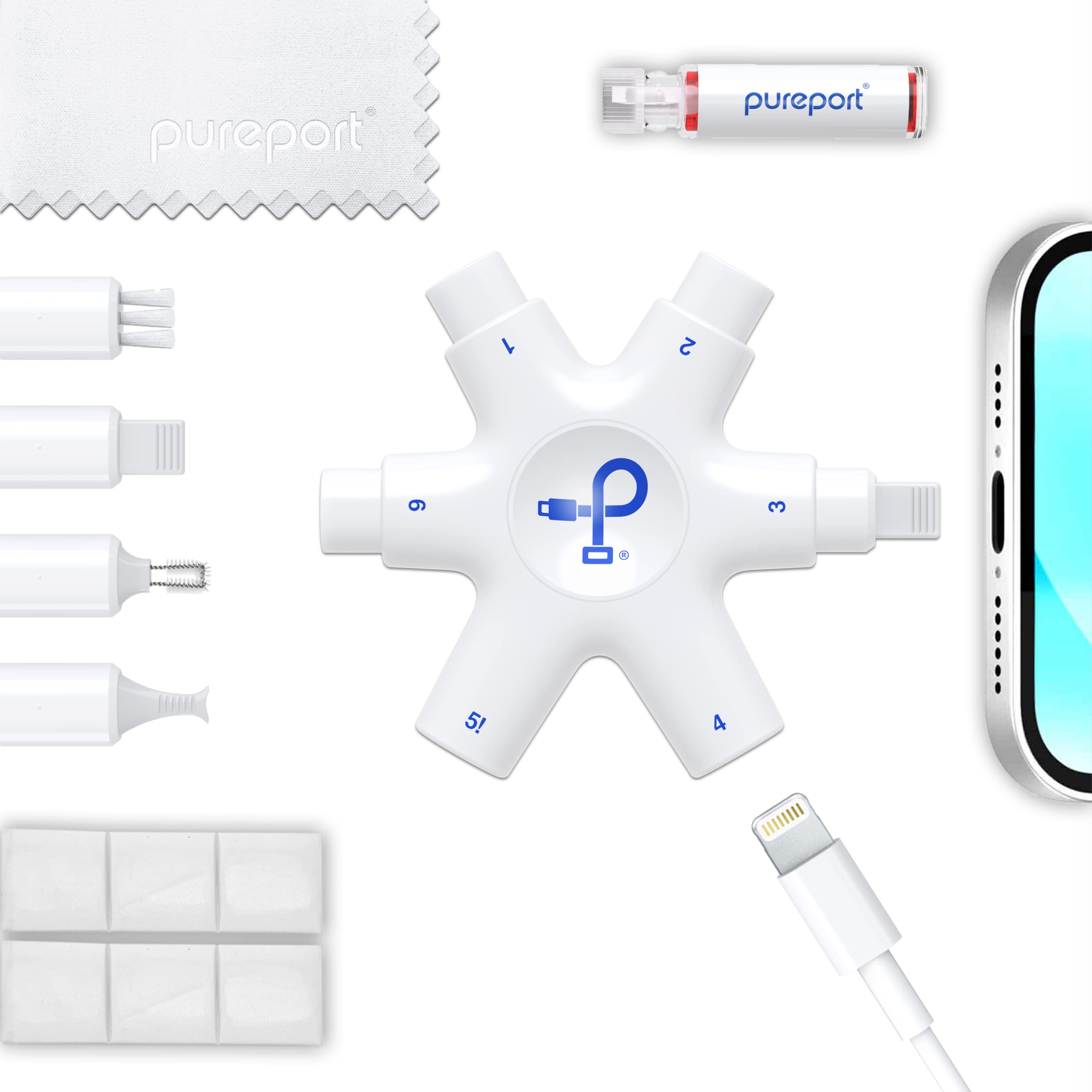 Pureport Multi Tool Phone Cleaning Kit | Safely Clean Repair & Restore Iphone And Ipad Charging Ports, Lightning Cables & Connec
